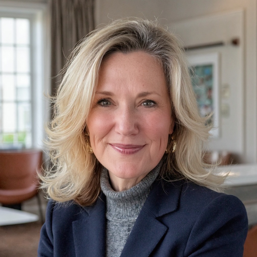 Close portrait of Stephanie J. Bond smiling in a navy blazer